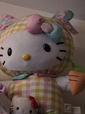 Sanrio Hello Kitty Greeter Pastel Plaid Plush — Pink, Blue, Green, Yellow